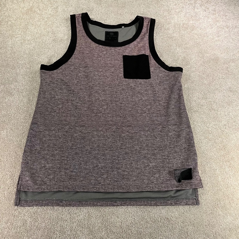 On The Byas Tank Top Mens Medium Purple Space Dye Mesh Pocket